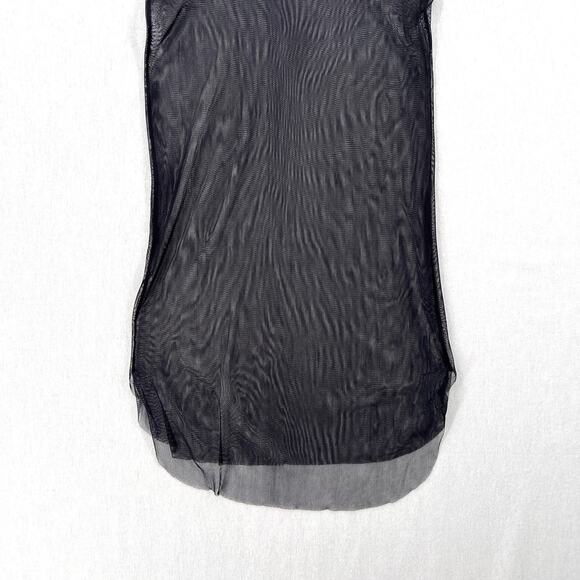 ANN DEMEULEMEESTER Sheer Mini Tank Dress Black 6 8 Black Silk Mesh Scoop Neck - Picture 7 of 15